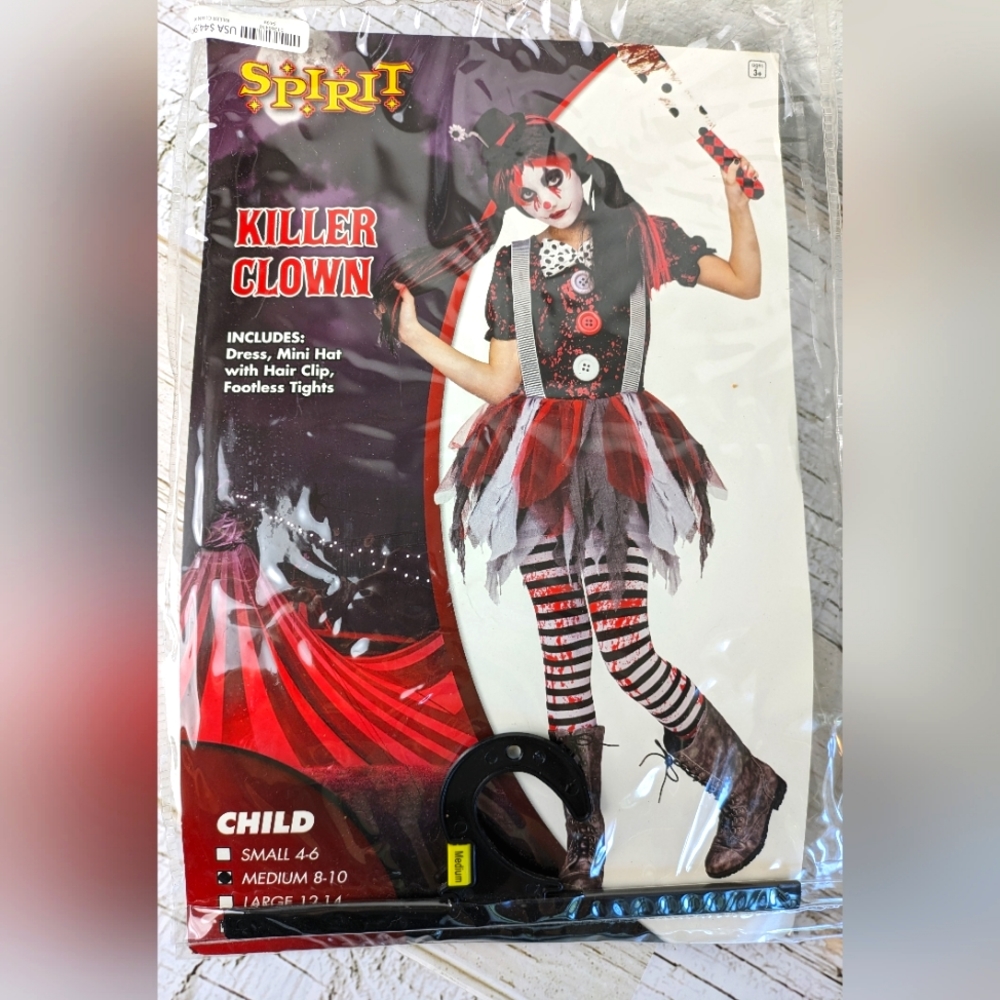 Spirit Halloween Killer Clown Costume Child's Size Medium  Costume